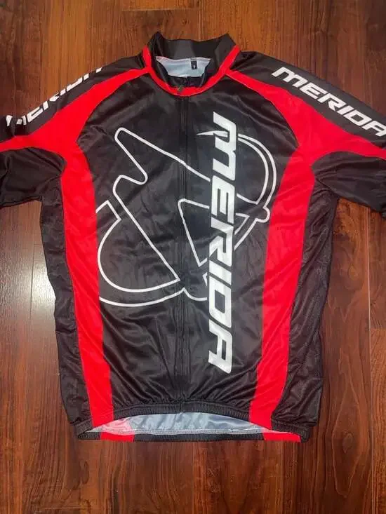 Merida Men's Short Sleeve Cycling Jersey Full Zip MTB Bike Shirt - Black/Red - Picture 2 of 16